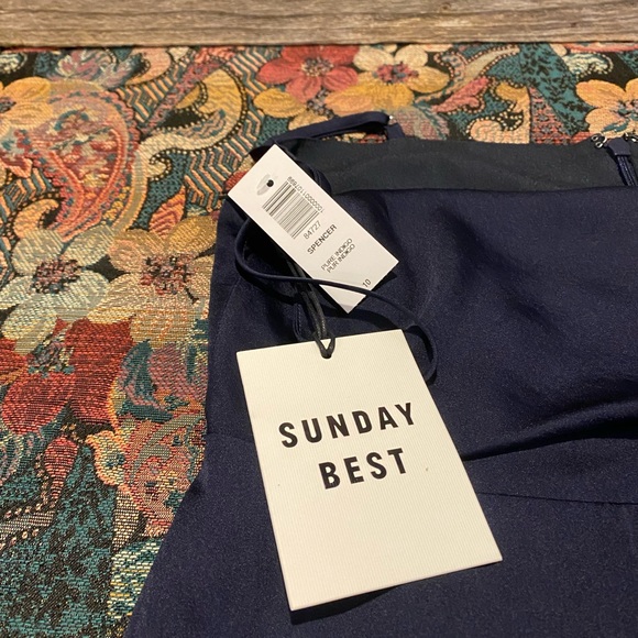 🤡BOGO🤡 NWT Spencer SUNDAY BEST Pure Indigo Satin Strapped Dress - Womens 10 - Picture 3 of 12